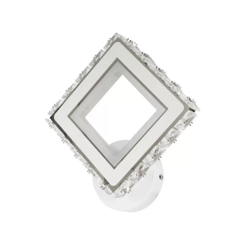 Aplica LED TERRANO cu Cristale, Patrat, 24W, Lumina Rece/Calda/Neutra, Alb & Inox