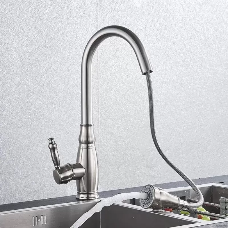 Baterie Bucatarie cu Dus Extractibil, Inox SUS304, Satinat, YSQ/105