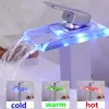 Baterie Lavoar, Aliaj si Sticla, Crom, Lumina RGB, Schimbare de culoare in functie de temperatura apei, OD3008