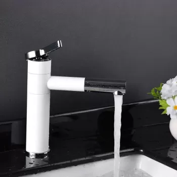 Baterie Lavoar cu Dus Extractabil, Alama Sanitara, Alb, WZX/2021