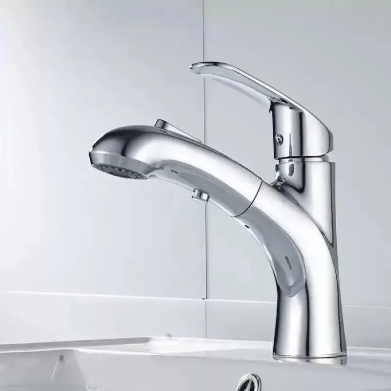 Baterie Lavoar cu Dus Extractibil, Alama Sanitara, Crom, OD/2030