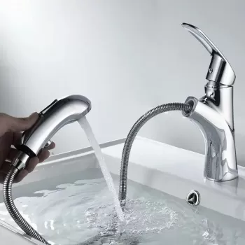 Baterie Lavoar cu Dus Extractibil, Alama Sanitara, Crom, OD/2030