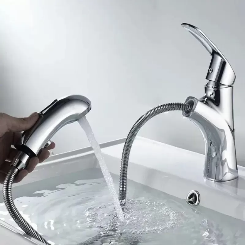 Baterie Lavoar cu Dus Extractibil, Alama Sanitara, Crom, OD/2030