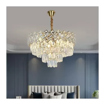 Candelabru Cristal WINDSOR Nobile 5xE27, Diametru 40cm, Auriu Lucios, Inaltime Reglabila