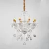 Candelabru Cristal Bruhier 8x E14, Diametru 65cm, Alb cu Auriu, Inaltime Reglabila