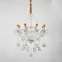 Candelabru Cristal Bruhier 8x E14, Diametru 65cm, Alb cu Auriu, Inaltime Reglabila