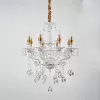 Candelabru Cristal Bruhier 8x E14, Diametru 65cm, Alb cu Auriu, Inaltime Reglabila