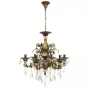 Candelabru SANSSOUCI 6xE14 Metal si Cristal Inaltime Reglabila Alama Antichizata