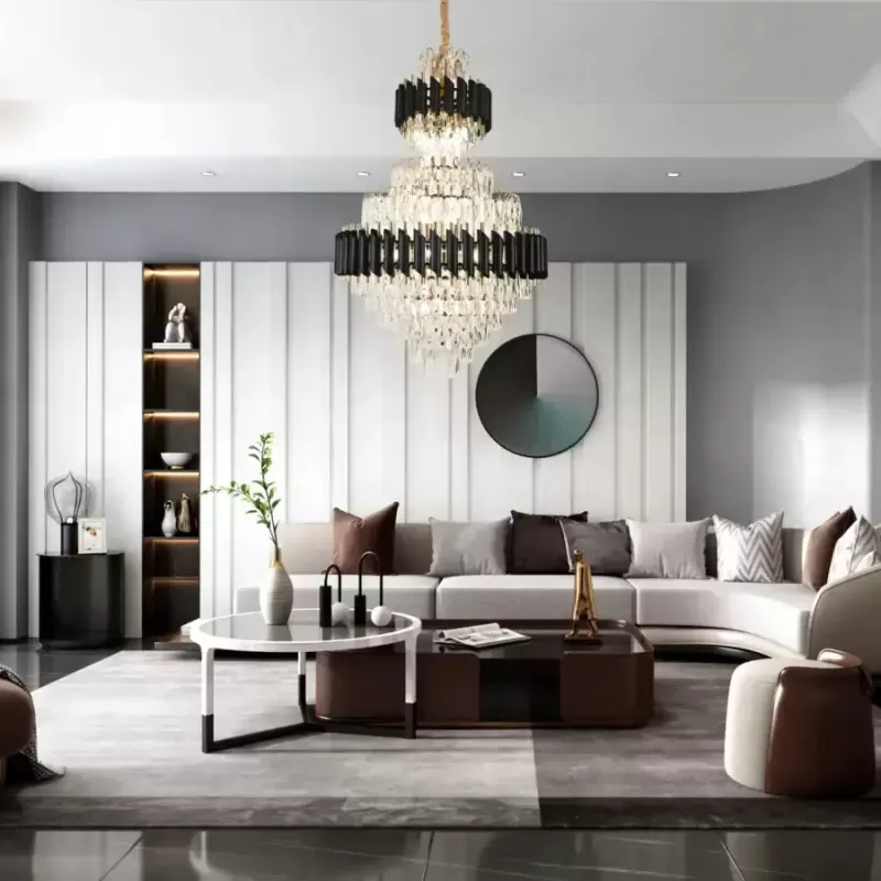 Candelabru Cristal VERSAILLES Grande Supremo 10xE14, Diametru 60cm x Inaltime 90cm, Auriu Lucios si Negru, Inaltime Reglabila