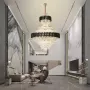 Candelabru Cristal VERSAILLES Supremo Reale 20xE27, Diametru 80cm x Inaltime 110cm, Auriu Lucios si Negru, Inaltime Reglabila