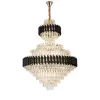 Candelabru Cristal VERSAILLES Supremo Reale 20xE27, Diametru 80cm x Inaltime 110cm, Auriu Lucios si Negru, Inaltime Reglabila