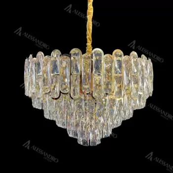 Candelabru Cristal Bamsi 10x E27 Diametru 60cm Auriu