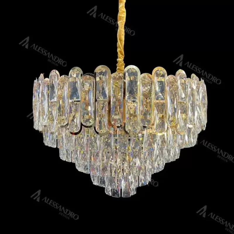 Candelabru Cristal Bamsi 10x E27 Diametru 60cm Auriu