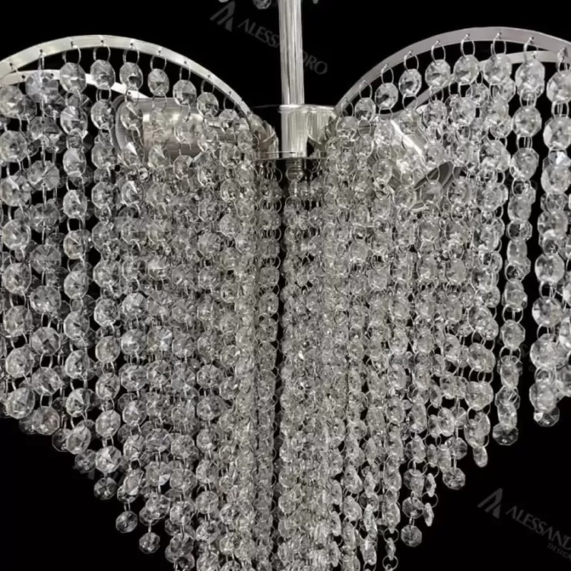 Candelabru Cristal Baylor 4x E27 Diametru 44cm Argintiu