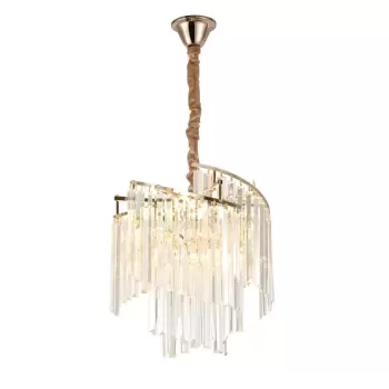 Candelabru Cristal TRIANON Nobile 5x E27, Diametru 38cm, Auriu Lucios, Inaltime Reglabila