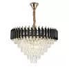 Candelabru Cristal VERSAILLES Magno 8xE14, Diametru 60cm, Auriu Lucios si Negru, Inaltime Reglabila