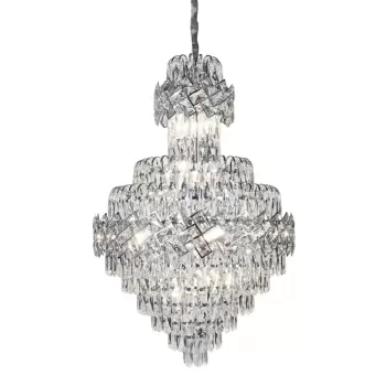 Candelabru Cristal WINDSOR Grande Supremo 10xE14, Diametru 60X90cm, Crom Lucios, Inaltime Reglabila