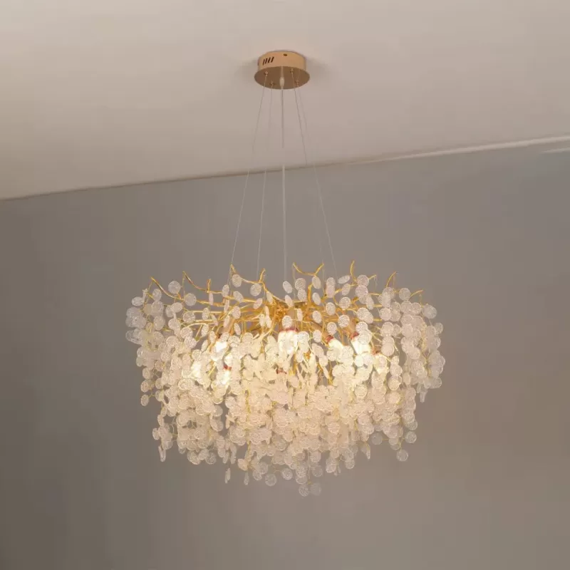 Candelabru Cristal WALTZ Serenade, 12x G9, Auriu, 80cm, Inaltime Reglabila