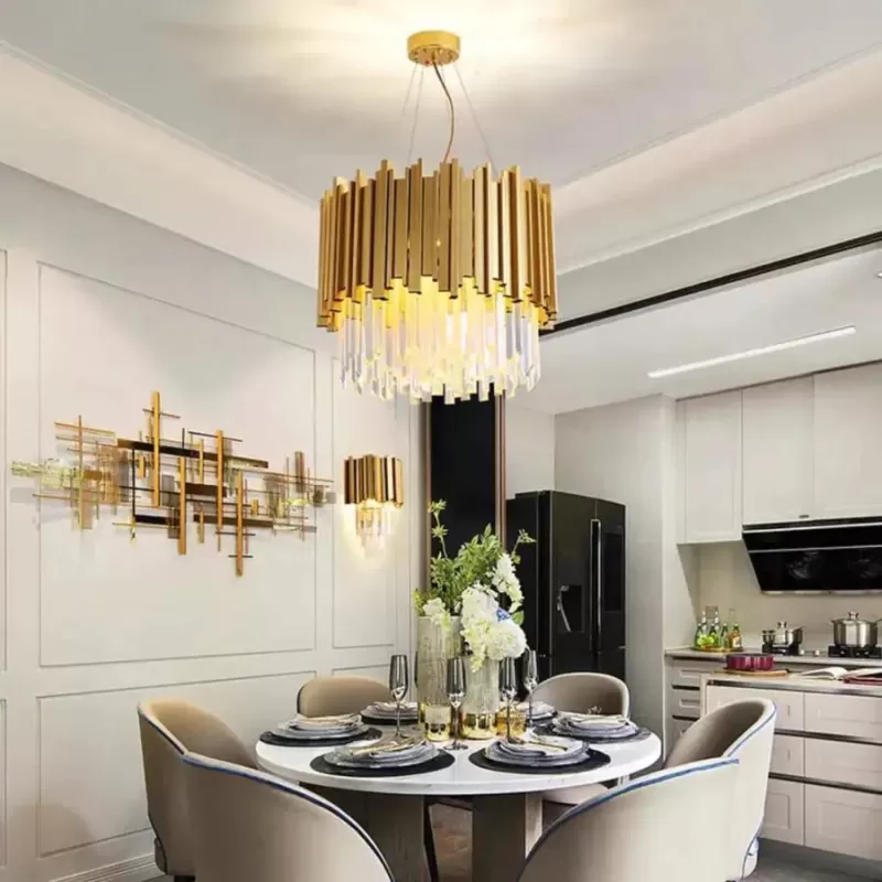 Candelabru BLOIS Nobile, Diametru 40cm, 5x E14 Auriu, Inaltime Reglabila