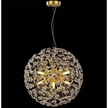 Candelabru Cristal MINUET 8x G9, Diametru 40cm, Auriu Lucios, Inaltime Reglabila