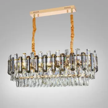 Candelabru Emir 8*E27, Metal si Cristal, Auriu