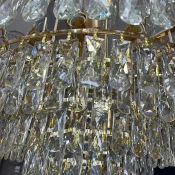 Candelabru Junnut 21*E27, Cristal si Metal, Auriu