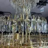 Candelabru Junnut 21*E27, Cristal si Metal, Auriu
