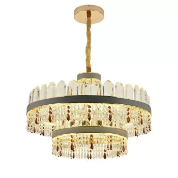 Candelabru LED Pollux cu Telecomanda, 300W, Diametru 75cm Auriu, Cristal, Dimabila