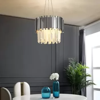 Candelabru Cristal BLOIS Eleganza 8xE14, Diametru 49cm, Argintiu, Inaltime Reglabila