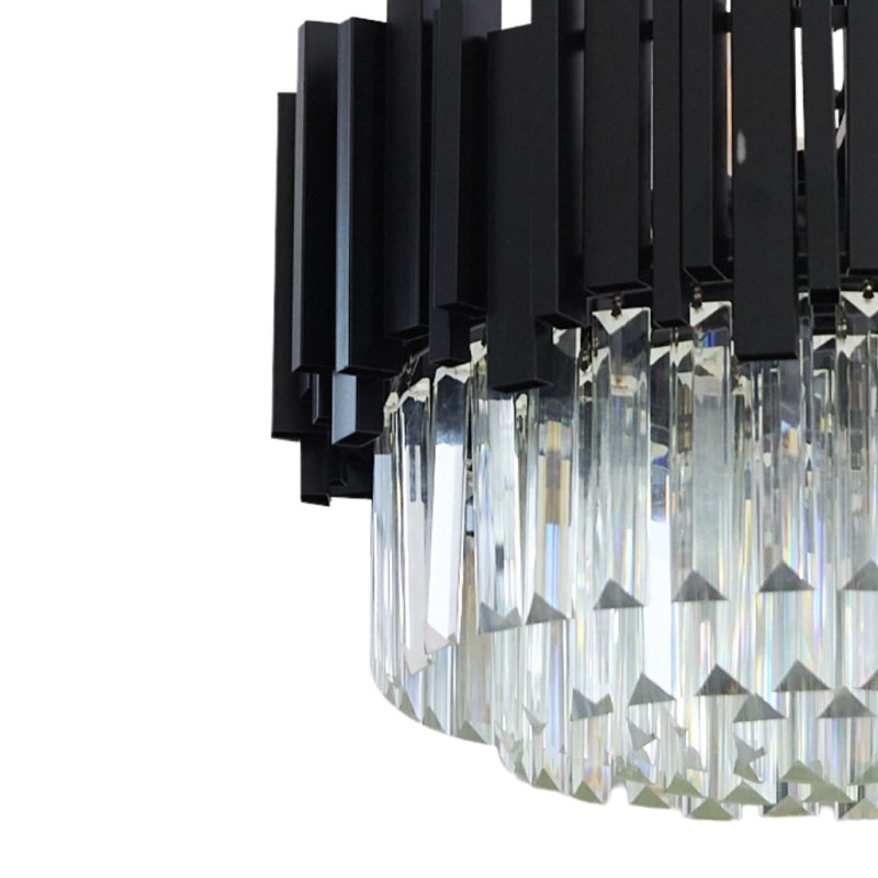 Candelabru Cristal BLOIS Nobile 4xE14, Diametru 40cm, Negru, Inaltime Reglabila