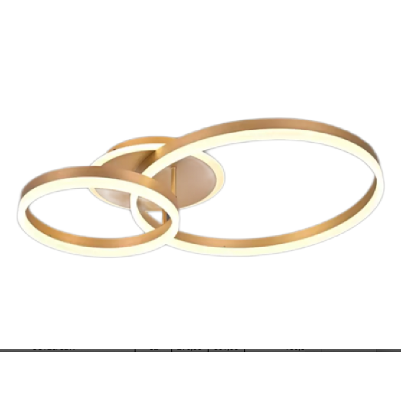 Lustra LED cu telecomanda ELISABETH 72W, 2 Cercuri, lumina Rece/Calda/Neutra, Dimabila, Auriu Lucios