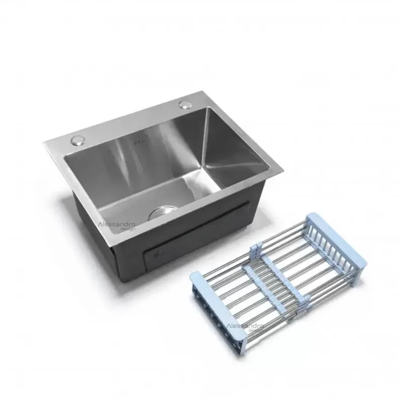 Chiuveta Bucatarie Inox, 50x40X21cm, Cu Accesorii, Inox Periat