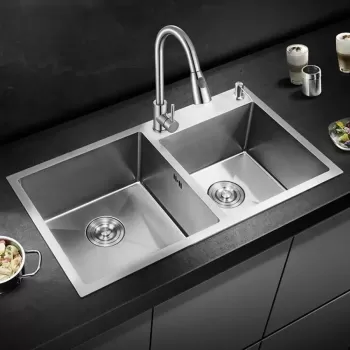 Chiuveta Bucatarie Inox, 75x45x21 cm, Cu accesorii, Inox Periat