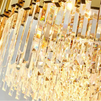 Candelabru Cristal BLOIS Eleganza, Diametru 49cm, 5x E14, Auriu Lucios, Inaltime Reglabila