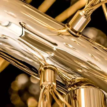 Candelabru Cristal SEGOVIA Magno 5x E14, Diametru 60cm, Auriu Lucios, Inaltime Reglabila