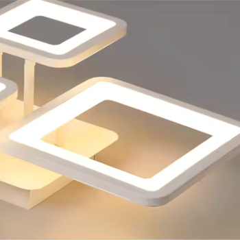 Lustra LED cu telecomanda ELLA 85W, 4 Patrate, lumina Rece/Calda/Neutra, Dimabila, Alb