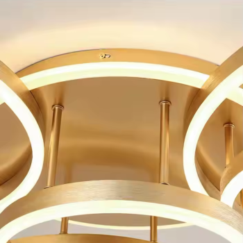 Lustra LED cu telecomanda RIGA LILITH 94W, 3 Cercuri, lumina Rece/Calda/Neutra, Dimabila, Auriu Lucios