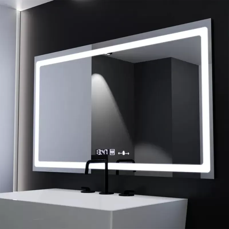 Oglinda LED Rectangulara, 120X70cm, Radiante Senzor MotionGlow Marcello, Sistem Dezaburire, Ceas & Termometru, Dimabila