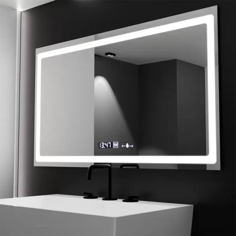 Oglinda LED Rectangulara, 120X70cm, Radiante Senzor MotionGlow Marcello, Sistem Dezaburire, Ceas & Termometru, Dimabila