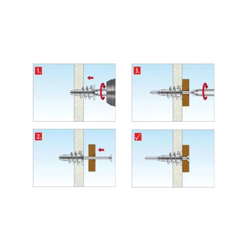 Diblu Metalic pentru montarea Lustrelor, insurubare in Gips-Carton, 2buc, 13x32mm