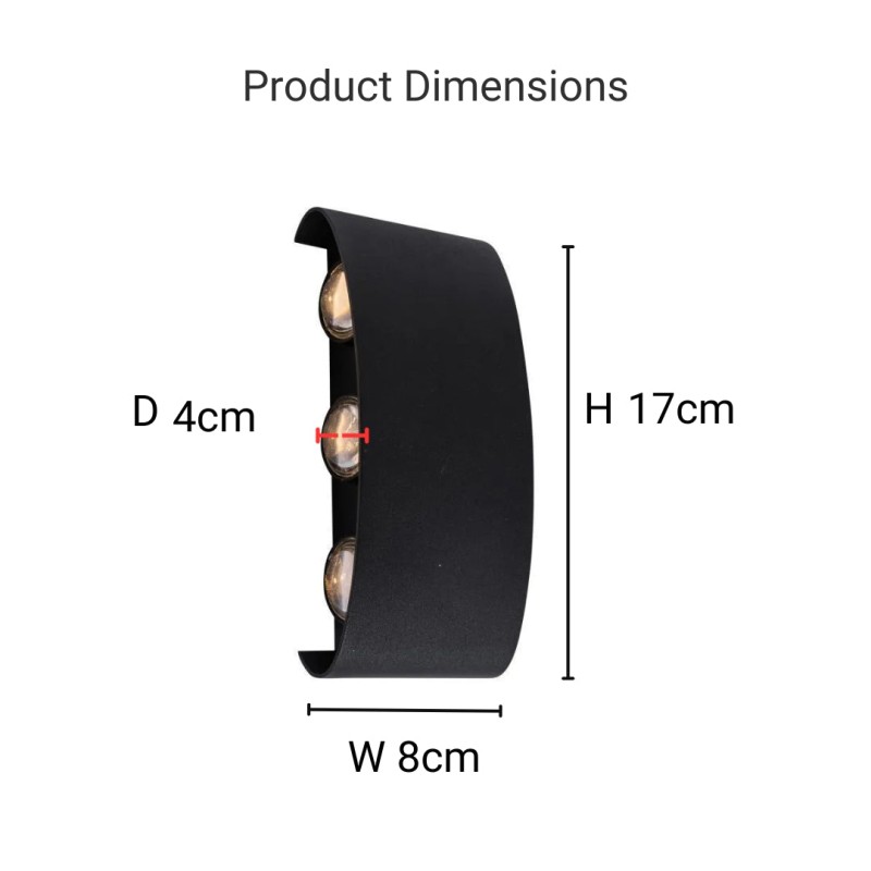 Fantas Aplica LED de Exterior si Interior, 6 Surse x 1W, IP65, Metalic, Negru, 3000K