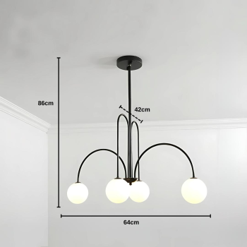 Lustra cu Abajur, Torino, 4xE14, Negru, Metal