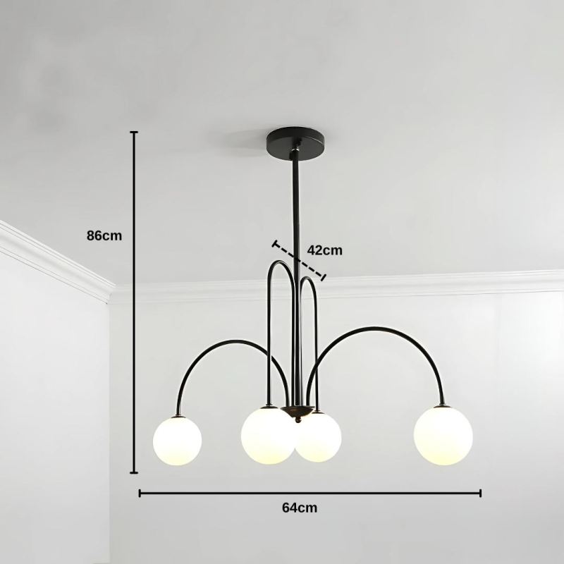 Lustra cu Abajur, Torino, 4xE14, Negru, Metal