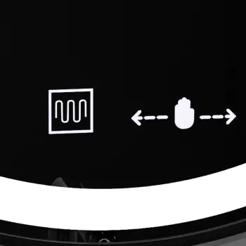 Oglinda LED Rotunda, 60cm, Micah Senzor MotionGlow Marcello, Sistem Dezaburire, Ceas & Termometru, Lupa Cosmetica, Dimabila