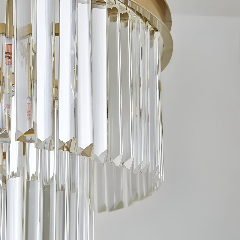 Candelabru Cristal CHAMBORD Eleganza 8xE14, Diametru 48cm, Auriu Mat, Inaltime Reglabila