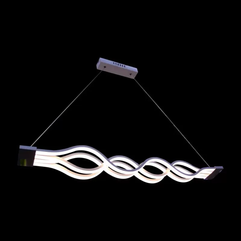 Lustra LED suspendata cu telecomanda WAVE 105W, Liniara, lumina Rece/Calda/Neutra, Dimabila, Alb, Inaltime Reglabila