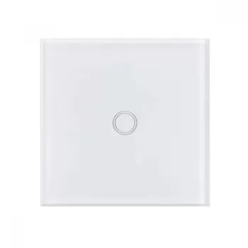 Intrerupator Touch Simplu cu Telecomanda Sticla Securizata Alb