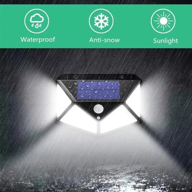 Lampa Solara cu Senzor de Miscare, 100 LED-uri, 20W, IP.65, Negru