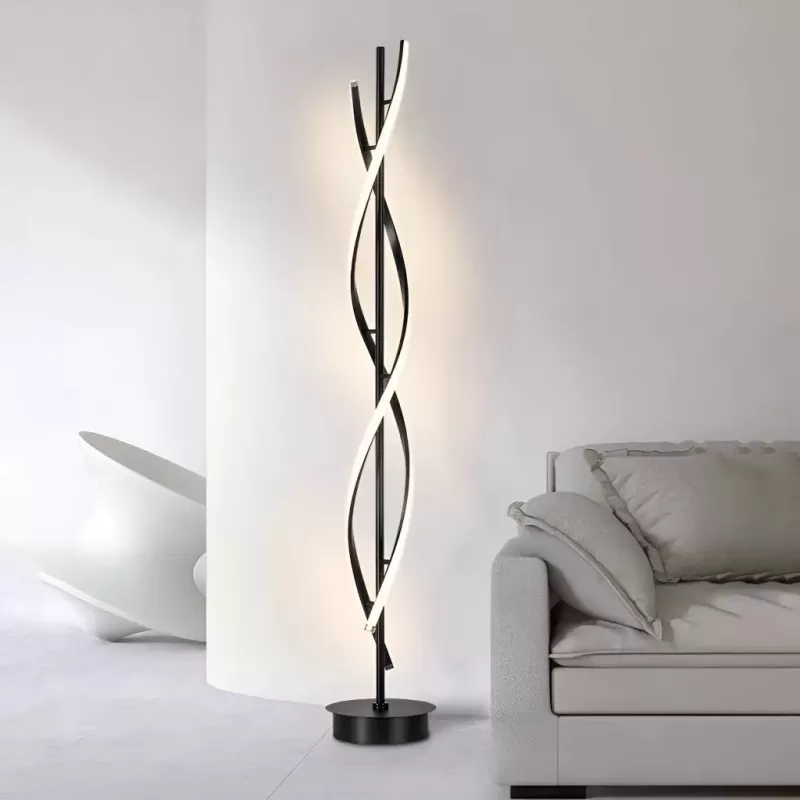 Lampadar LED Upsilon, 48W, 3000K/4000K/6000K, Metal si Acril, Negru