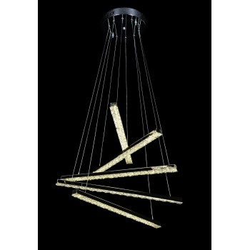 Lustra LED suspendata cu telecomanda si cristal LIBORIA 64W, lumina Rece/Calda/Neutra, Dimabila, Crom Lucios